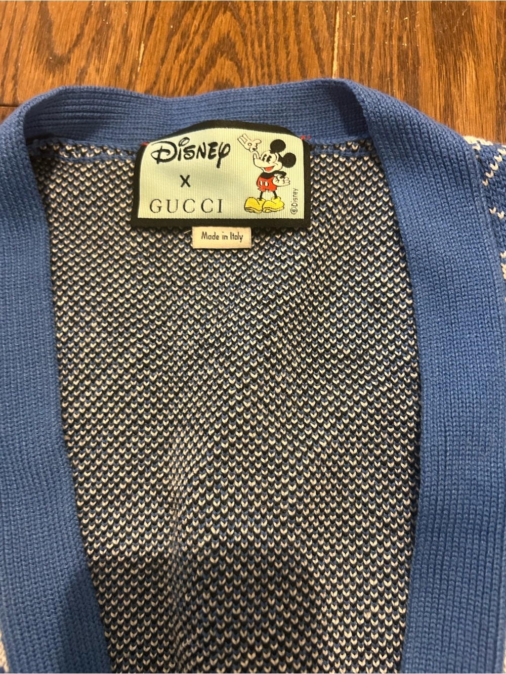 Gucci Blue Mickey Mouse Jacquard Cardigan - Picture 3 of 6